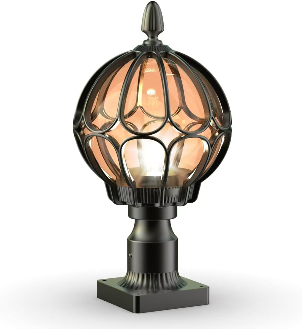 Outdoor Post Lights,Outdoor Column Lights,Deck Lights,Post Cap Lights,lamp Post Light,with E26 IP54 Waterproof,Hard Wired Fence Post Lights,Modern Light Fixture (Black, Large)