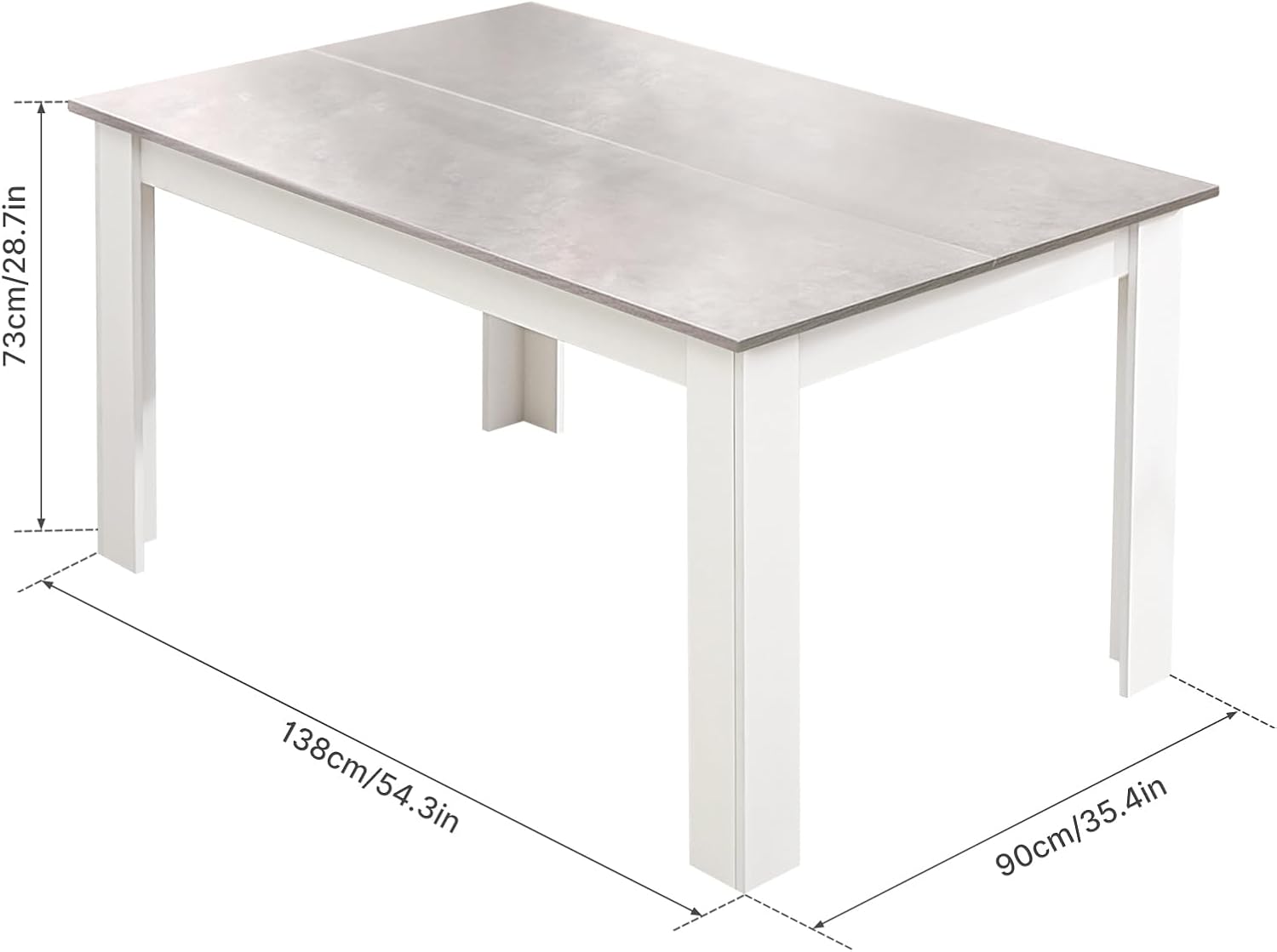 Mondeer Dining Table and Chairs Set 6, 7 Pieces Kitchen Table Set with High Back Faux Leather Chair for Dining Room Kitchen Rectangular Modern (Grey Table White Chairs)