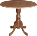 IC INTERNATIONAL CONCEPTS 42' Round Solid Wood Dual Drop Leaf Pedestal Table in Oak Finish