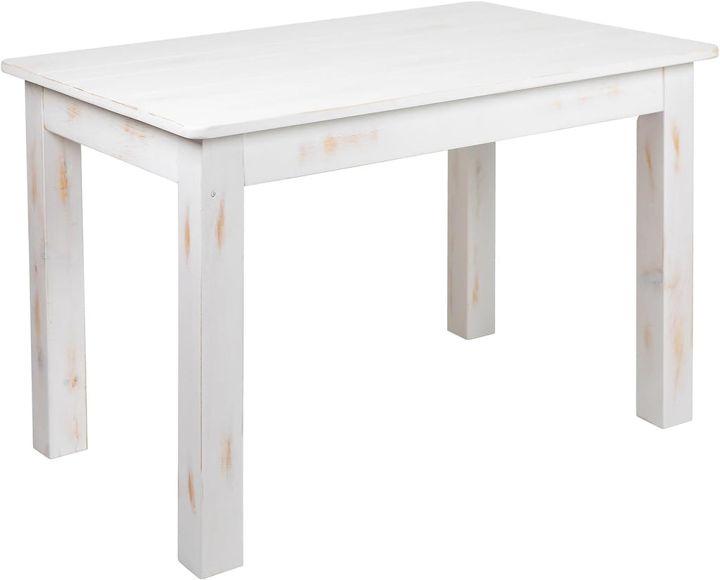 Flash Furniture HERCULES Series 46' x 30' Rectangular Antique Rustic White Solid Pine Farm Dining Table