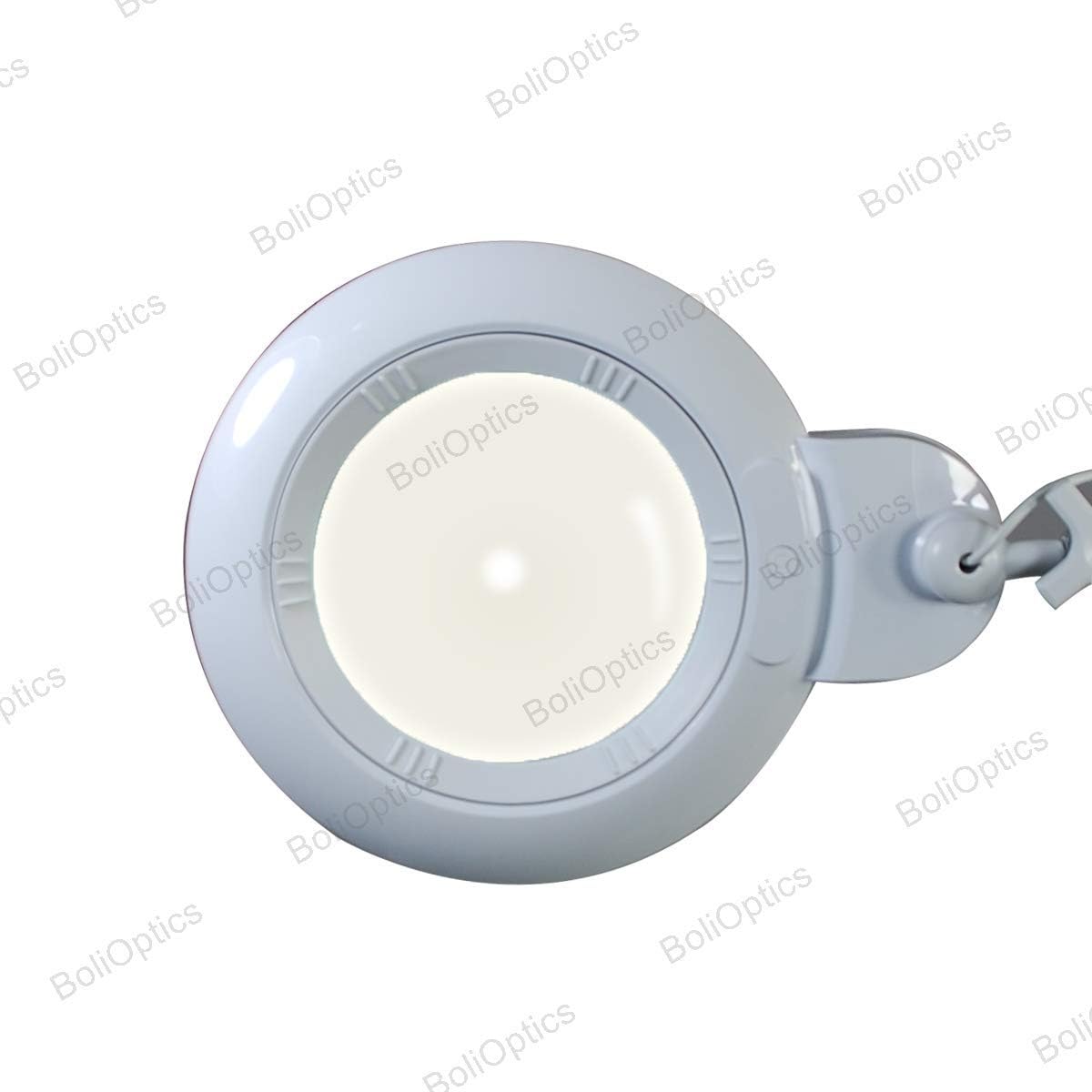 (6 inch Glass Lens) Professional LED Magnifying Lamp with Clamp, Dimmable, 1200 Lumens, 5600K-6000K Daylight Bright 60 SMD LED, Work Light Mounting Bracket Clamp (5 Diopter) BoliOptics MG16304221
