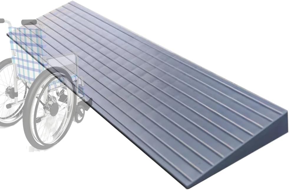 Rubber Threshold Ramp 2 Inch Rise, Lightweight Wheelchair Ramp, Kerb/Curb Ramps for Doorway Sweeping Robot Pet, with Anti-Slip Surface(Silver,80 * 20 * 4cm(31 * 8 * 1.6in))