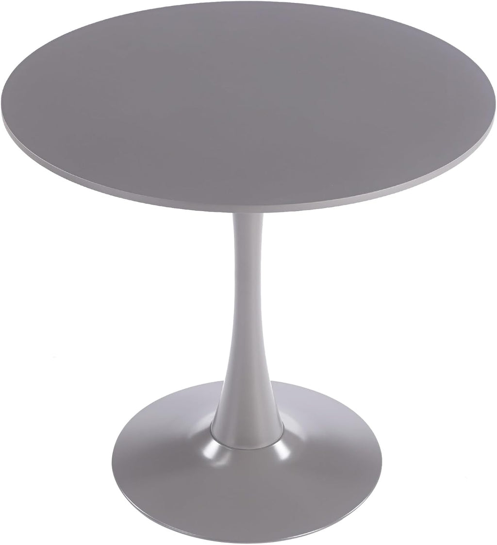 31.5' Tulip Table for 2-4 Persons Modern Round Dining Room Table, Mid-Century Modern Grey Small Kitchen Table with MDF Wooden Top, Leisure Coffee Table for Living Room, Dining Room, Office