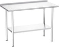 Atelicf All-Stainless Steel Prep Table, 24 X 48 Inch, with Rounded-Corner Backsplash and Adjustable Undershelf, Heavy-Duty for Outdoor Use,Restaurants,Hotels,Workshops,Kitchens,Gardens, and Garages