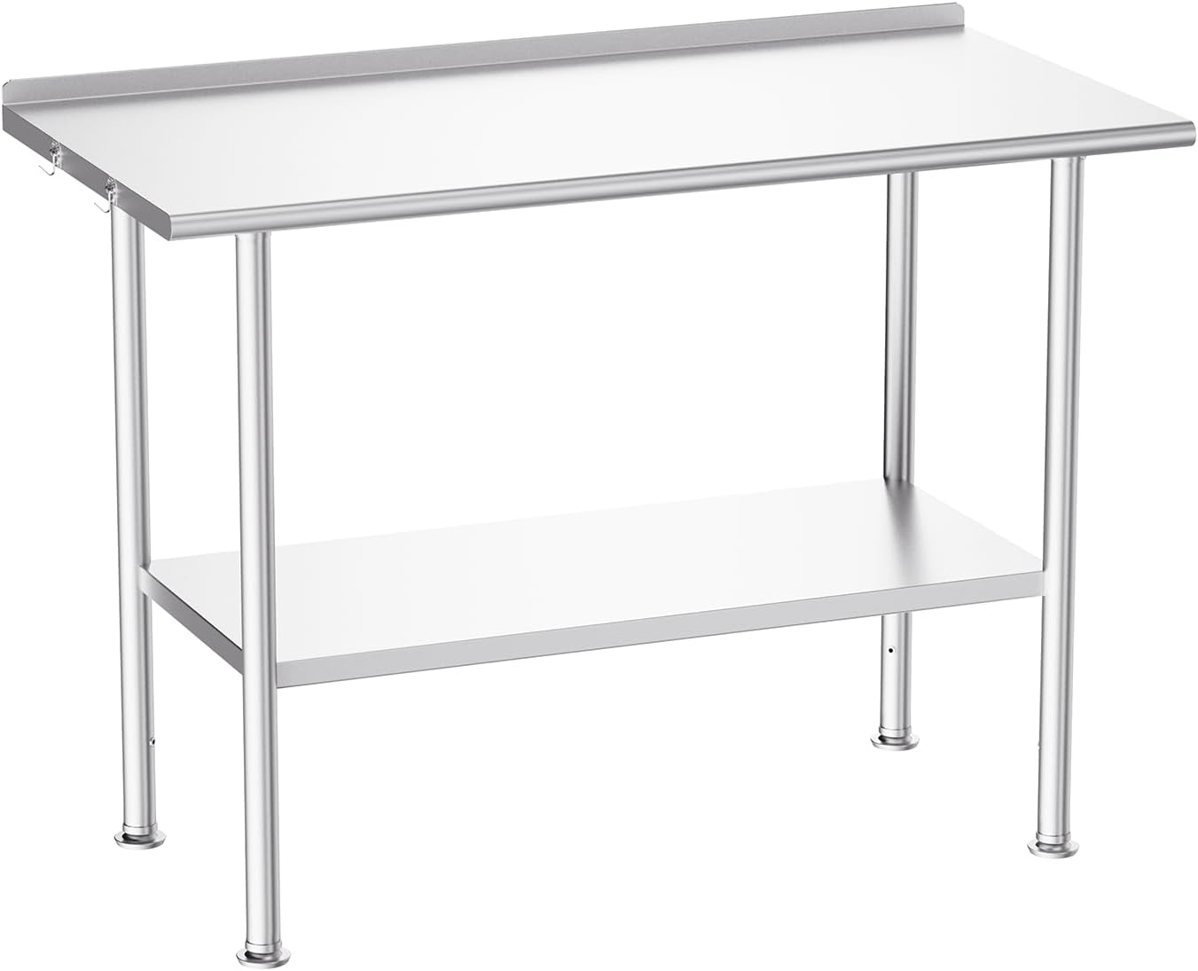 Atelicf All-Stainless Steel Prep Table, 24 X 48 Inch, with Rounded-Corner Backsplash and Adjustable Undershelf, Heavy-Duty for Outdoor Use,Restaurants,Hotels,Workshops,Kitchens,Gardens, and Garages
