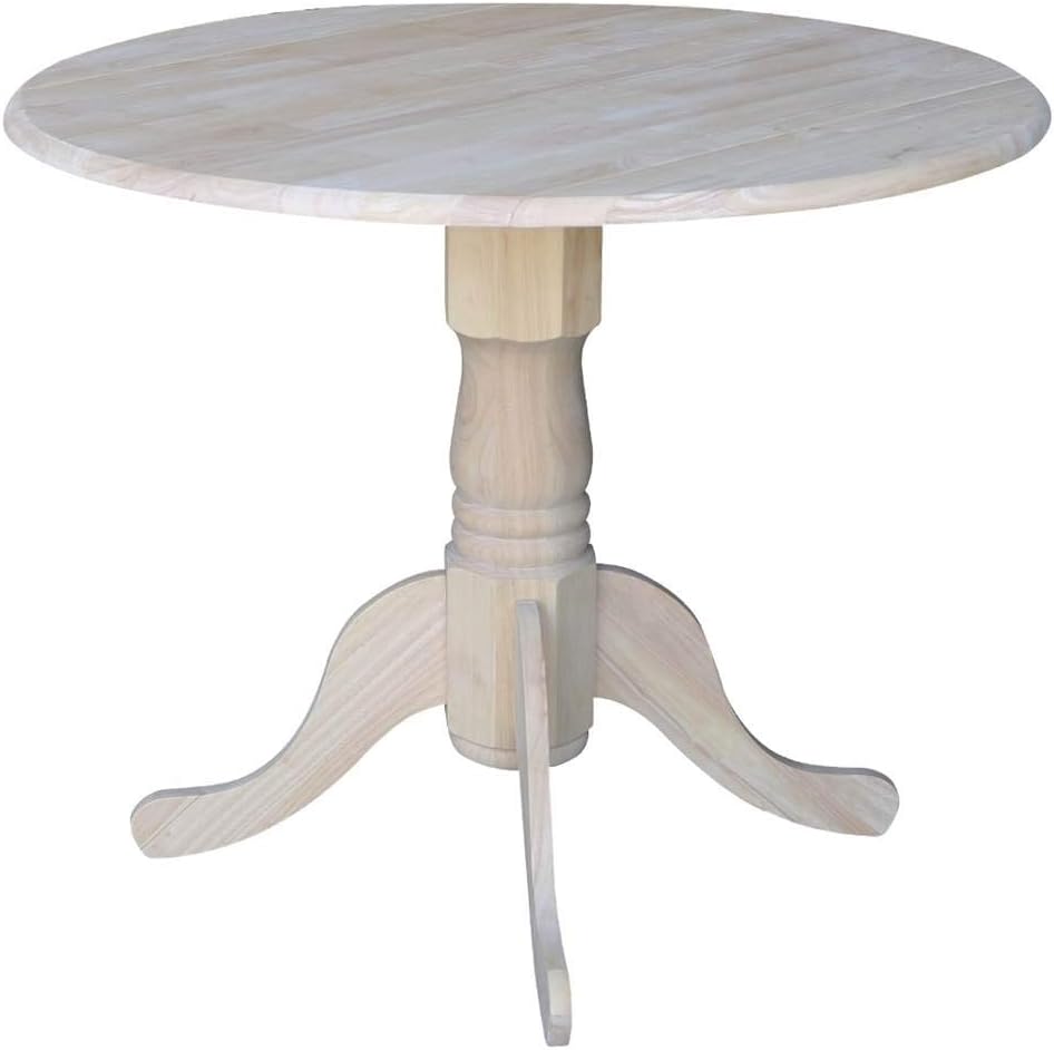 International Concepts 36-Inch Dual Drop Leaf Table, Solid Parawood, Unfinished