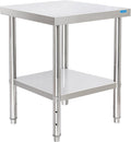 KUARBARR Stainless Steel Table for Prep & Work with Undershelf 24 x 24 Inches NSF Metal Commercial Kitchen Prep Table with Adjustable Under Shelf Worktable for Restaurant Home Outdoor