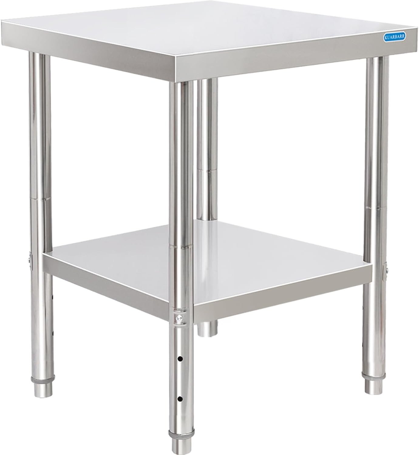 KUARBARR Stainless Steel Table for Prep & Work with Undershelf 24 x 24 Inches NSF Metal Commercial Kitchen Prep Table with Adjustable Under Shelf Worktable for Restaurant Home Outdoor