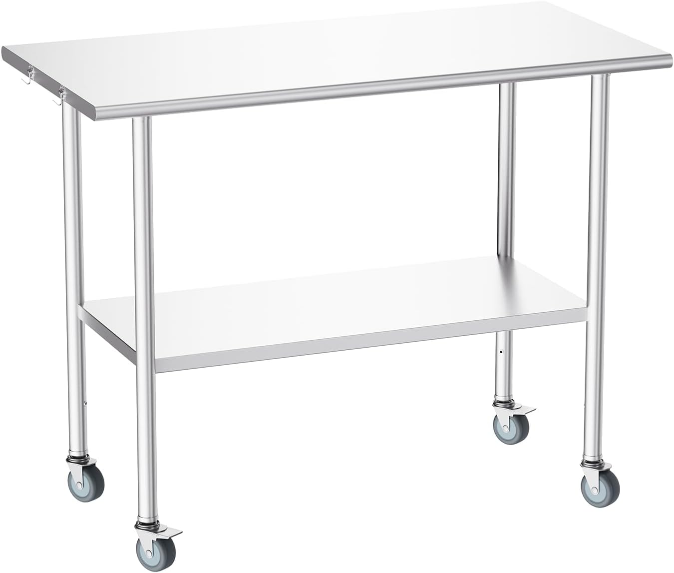 Atelicf All-Stainless Steel Prep Table, 24 X 48 Inches, with Casters and Adjustable Undershelf, Heavy-Duty Build for Outdoor Use,Restaurants,Hotels,Workshops,Kitchens,Gardens, and Garages