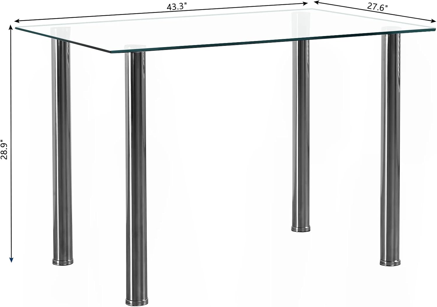 Karl home 5-Piece Dining Table Set with 1 Glass Dining Table and 4 Leather Chairs, Modern Silver Dining Table Set for Kitchen & Breakfast Dining Living Room, Space Saving