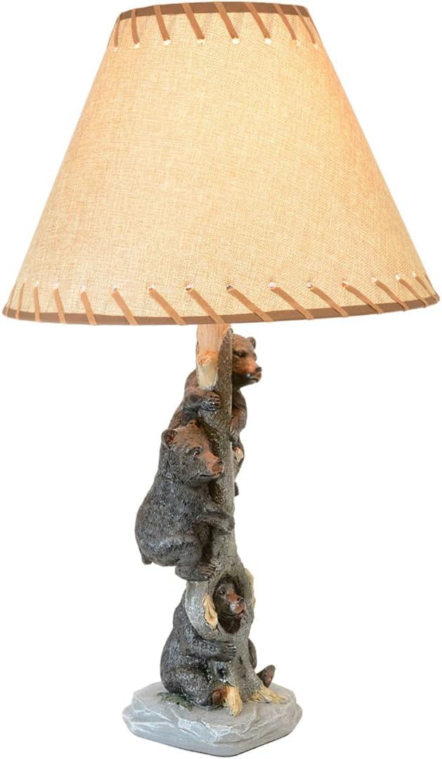 BLACK FOREST DECOR - Bears in a Tree Table Lamp for Cabin, Living Room, Nightstand, Desk - Home Décor - 24' x 14'