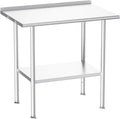 Atelicf Stainless Steel Prep Table for Work, 24 * 36 Inch, High Load Bearing with Rounded-Corner Backsplash and Undershelf for Outdoor, Restaurants, Workshops, Kitchens, Garages and Gardens