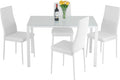 PayLessHere Dining Table Set Glass for Small Spaces Kitchen Table and Chairs for 4 Table with Chairs Home Furniture Rectangular Modern, White Glass