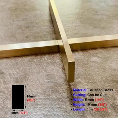 Brushed Brass Floor Transition Strip, Metal Edge Gap Bar for Doorways, Durable Tile/Wood Seam Ramp, Perfect for Solid Flooring, Rectangle Design for Smooth Transitions