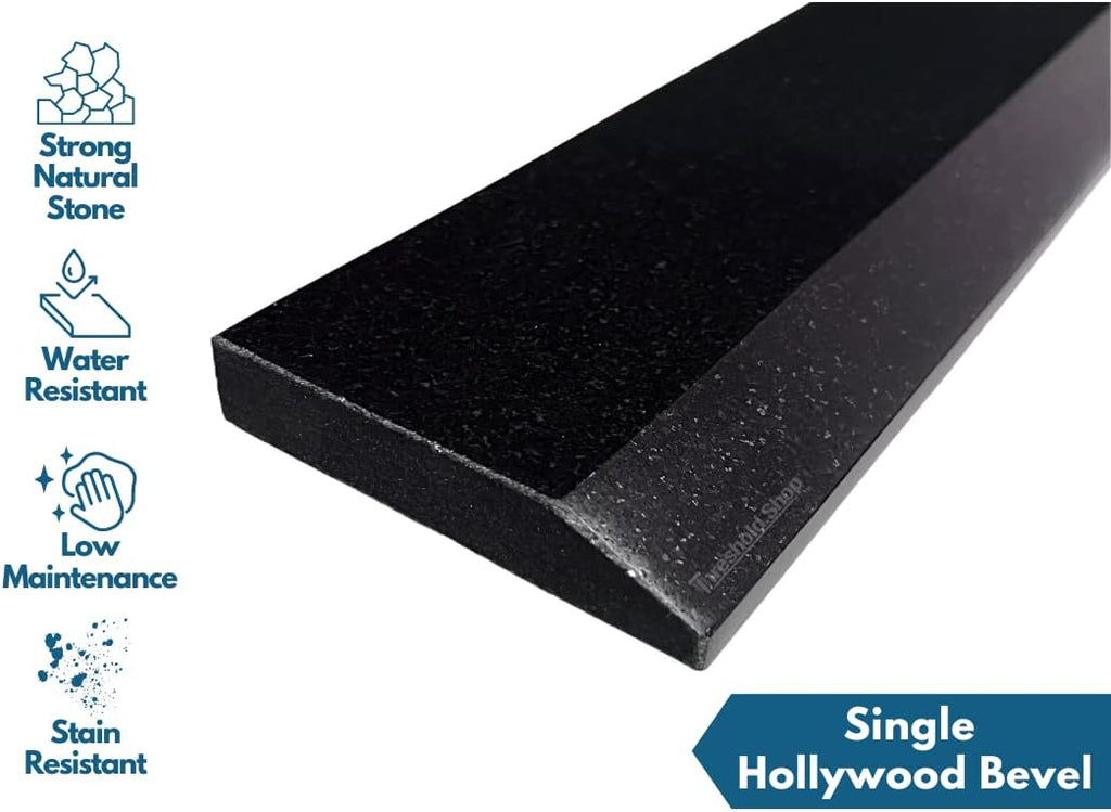 Single Hollywood Absosulte Black Polished Granite Threshold for Floor Transitions (4' x 32')