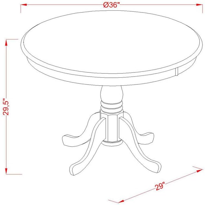 East West Furniture ANCL5-BMK-W 5 Piece Dining Table Set for 4 Includes a Round Kitchen Table with Pedestal and 4 Dining Room Chairs, 36x36 Inch, Buttermilk & Cherry