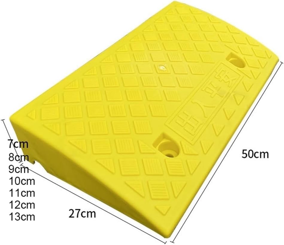 Black Rubber Curb Ramp for Wheelchair Driveway Garage Bike Non Slip 4.7in Rise Threshold Ramp for Doorway Stairs Steps (Yellow 4in/10cm)