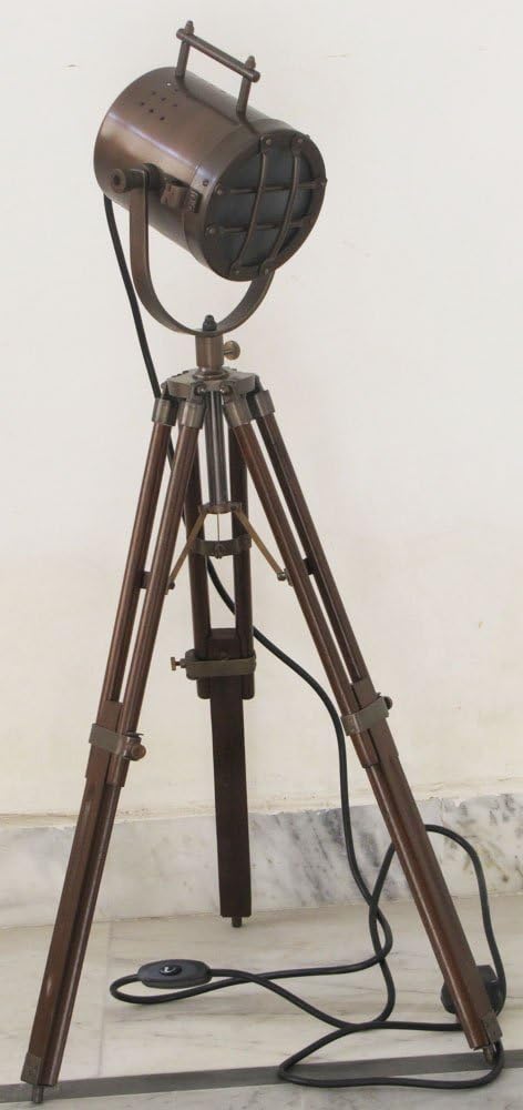 THOR INSTRUMENTS Nautical Antique Look Searchlight with Tripod Stand Collectable Spot Light Studio Table Lamp Rustic Vintage Home Decor Gifts
