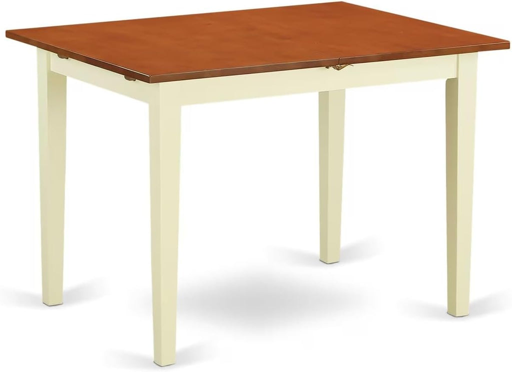 East West Furniture NFT-WHI-T Norfolk Kitchen Dining Table - a Rectangle Wooden Table Top with Butterfly Leaf, 32x54 Inch, Buttermilk & Cherry