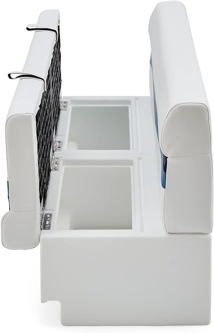 DeckMate Complete 55' Classic Pontoon Boat Seat Bench and Base- White, Blue and Light Blue