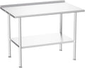 Atelicf All-Stainless Steel Prep Table, 30 X 48 Inch, with Rounded-Corner Backsplash and Adjustable Undershelf, Heavy-Duty for Outdoor Use,Restaurants,Hotels,Workshops,Kitchens,Gardens, and Garages