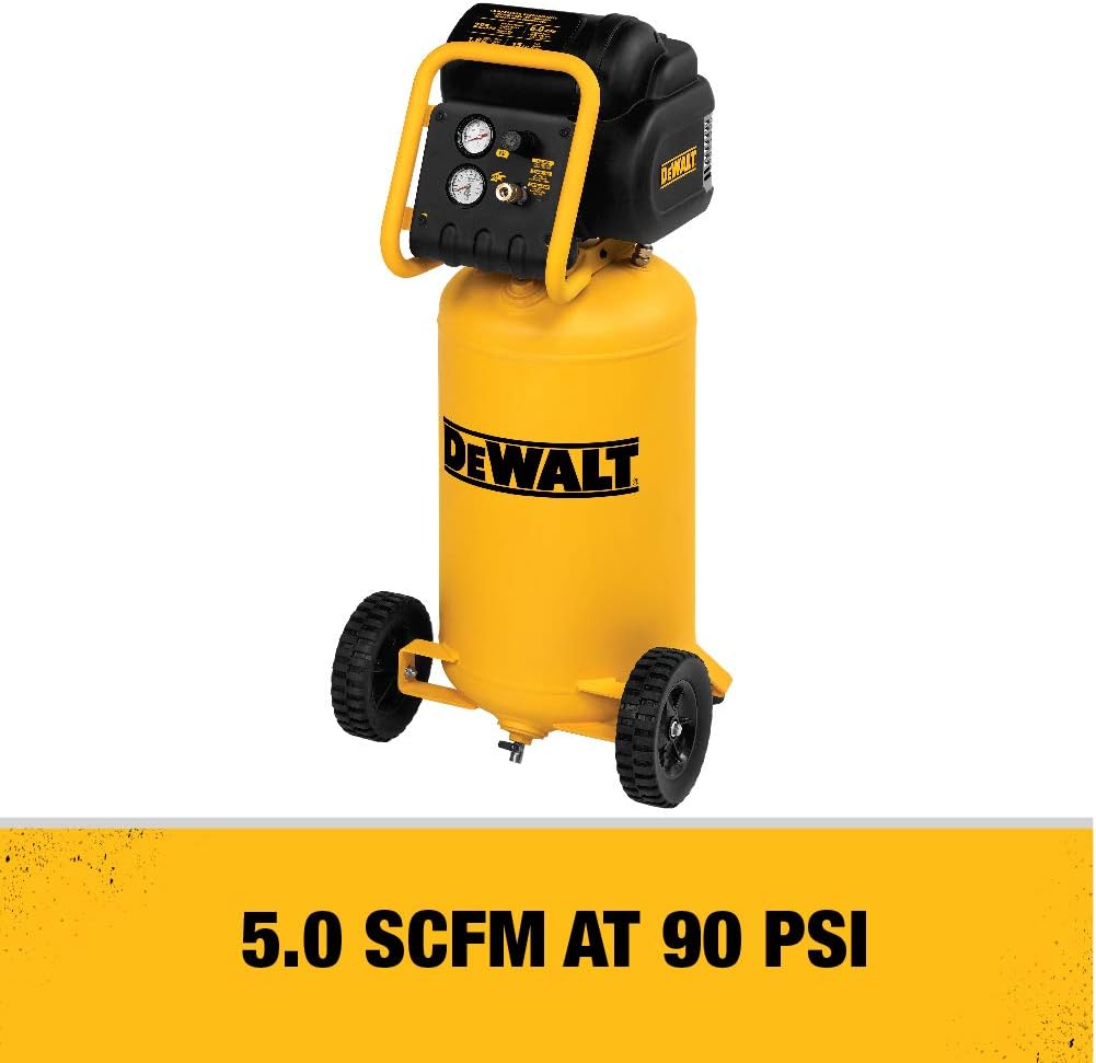 DEWALT Vertical Portable Compressor, 1.9 Hp 200 Psi Oil Free High Pressure Low Noise (D55168)