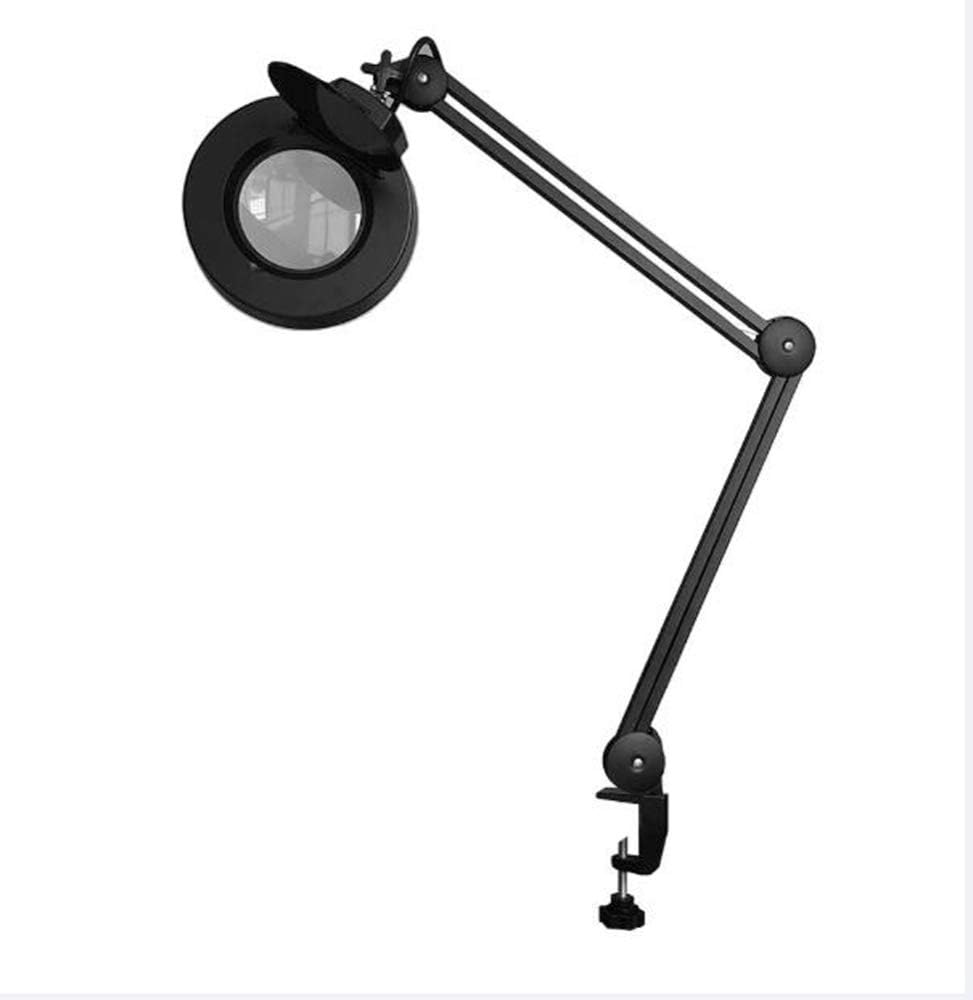 Magnifier, 5X Magnifying Glass Clamp Lamp Lens,30LED Adjustable Swivel Arm Utility Light,Desk, Table, Task, Craft, Jewelry,Sewing,Workbench- Black