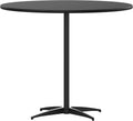 Flash Furniture Lars Black 36'' Round Wood Cocktail Table with 30'' and 42'' Columns
