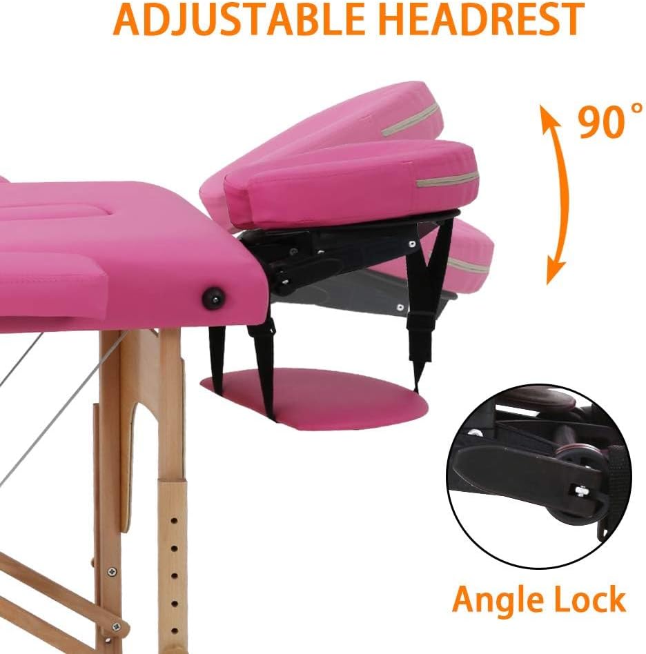 BestMassage Massage Bed Portable Massage Table 24 inch Wide Lash Bed Height Adjustable 3 Folding Spa Table with Non-Woven Bag for Spa Footmassage Facial CareSpa Tattoo