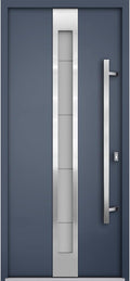 VDOMDOORS Modern Steel Front Exterior Door 36 x 80 inch | Prehung Insulated Security Entry Door with Frosted Glass Insert, Painted Gray Graphite, Left-Hand Inswing