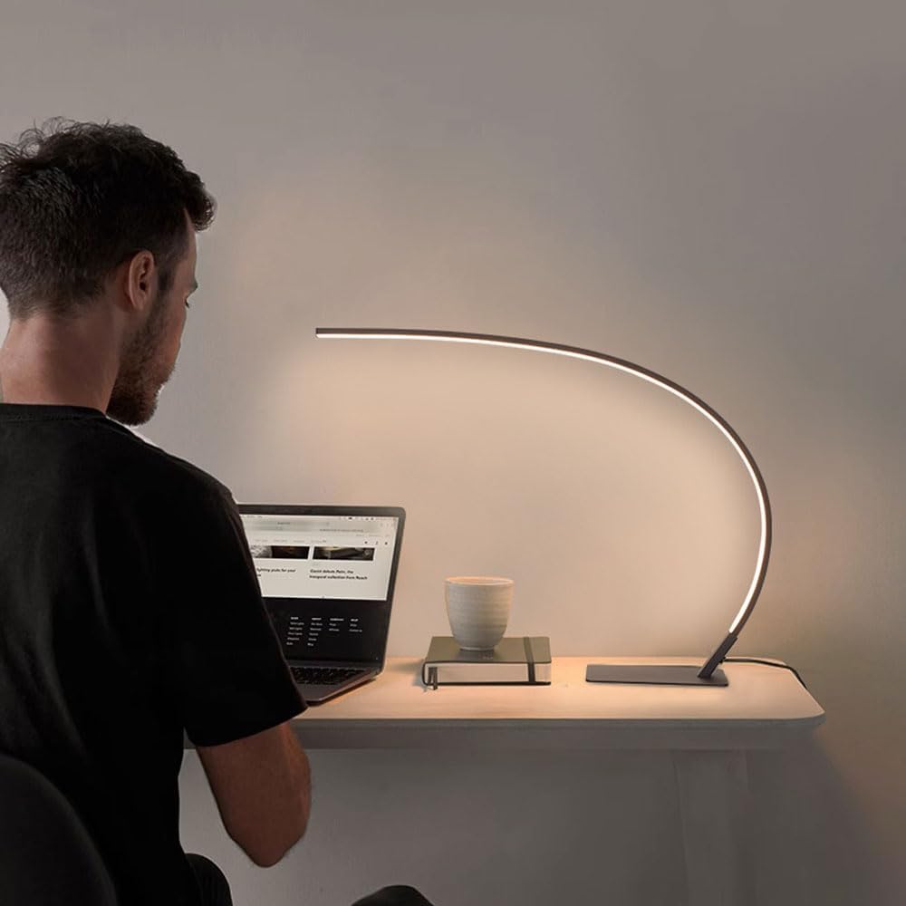 LED Desk Lamp with Adjustable Brightness Modern Design Table Lamp for Study Work Eye Protection Reading in Office Bedroom Living Room