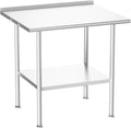 Atelicf All-Stainless Steel Prep Table, 30 X 36 Inch, with Rounded-Corner Backsplash and Adjustable Undershelf, Heavy-Duty for BBQ,Restaurants,Hotels,Workshops,Kitchens,Gardens, and Garages