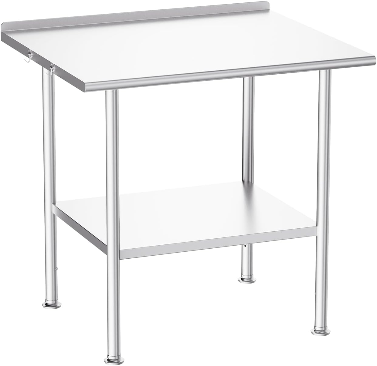 Atelicf All-Stainless Steel Prep Table, 30 X 36 Inch, with Rounded-Corner Backsplash and Adjustable Undershelf, Heavy-Duty for BBQ,Restaurants,Hotels,Workshops,Kitchens,Gardens, and Garages