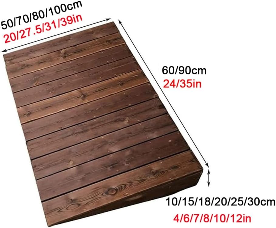 Non Slip Wooden Threshold Ramps, 4 6 7 8 10 12Inch Rise Wheelchair Ramps, Portable Threshold Ramps for Doorways, Lightweight Ramps(24x20x4in/60x50x10cm)