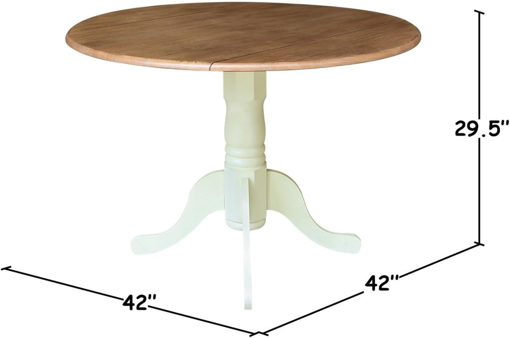 IC International Concepts 42' Round Dual Drop Leaf Pedestal Dining Table