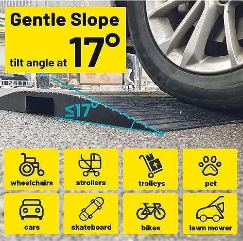 Portable Wheelchair Ramp for Doorways, Non-Slip Rubber Bridge for Shower/Patio/Garage, 2-3 inch Rise, Supporting Frame, Ideal for Cars & Home Use