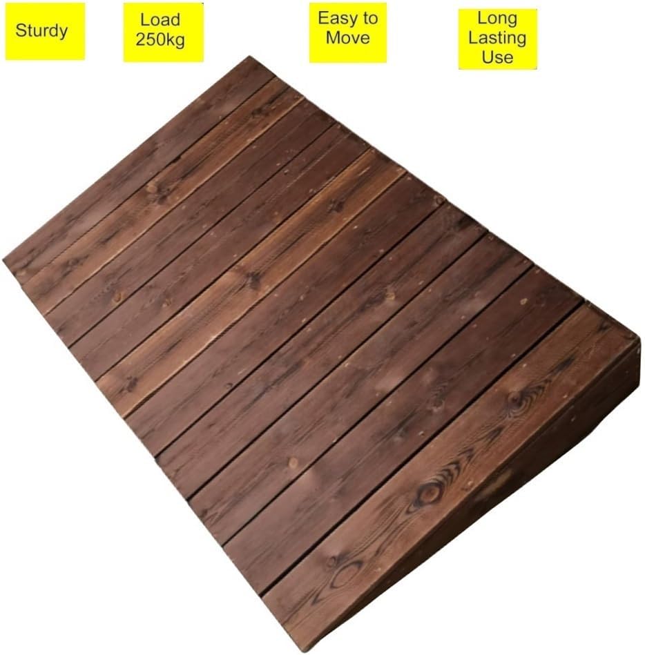 Wood Wheelchair Ramp 4' 7' 8' Rise Threshold Ramp 550lbs Capacity Entry Ramp, Portable Non-Slip Transition Ramp for Doorways, Driveways, Home Steps ﻿(35x28x7''90x70x18cm)