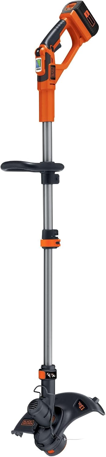 BLACK+DECKER 40V MAX 13 in String Trimmer Edger Cordless with Adjustable Telescoping Pole, 2 in 1 Weed Wacker Lawn Edger, Includes Battery and Charger (LST136)