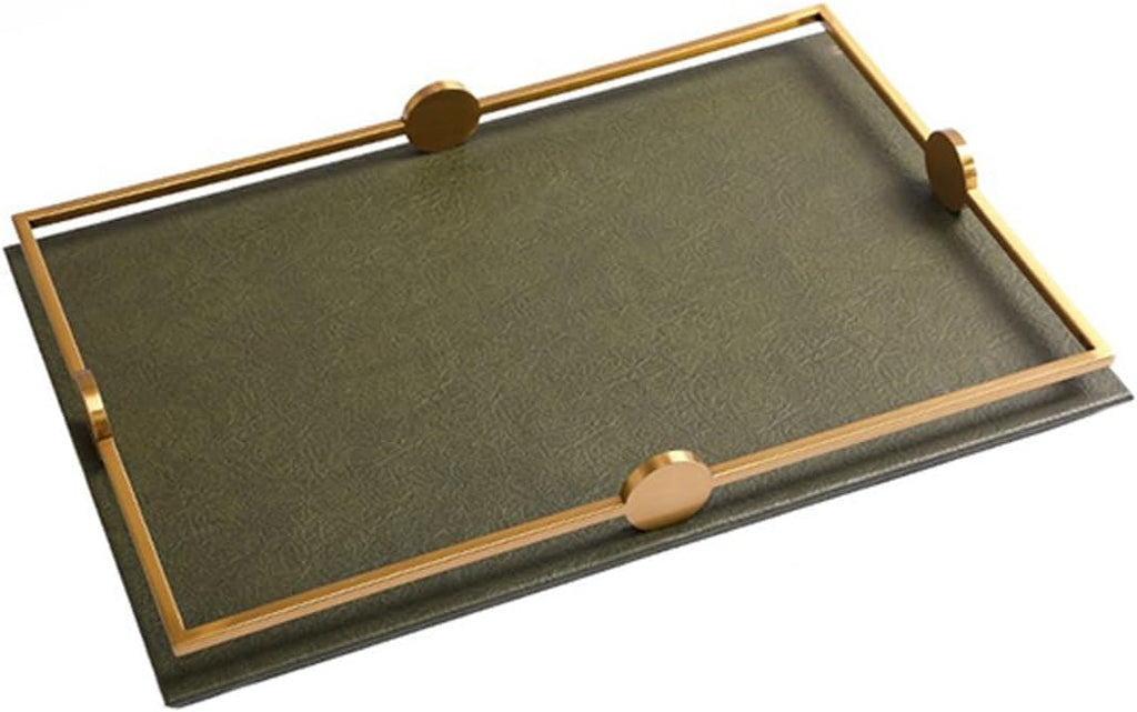 Serving Tray for Coffee Table, Decorative Ottoman Tray, Rectangular Leather Tray for Living Room, Bed, Dressing Table(Small)