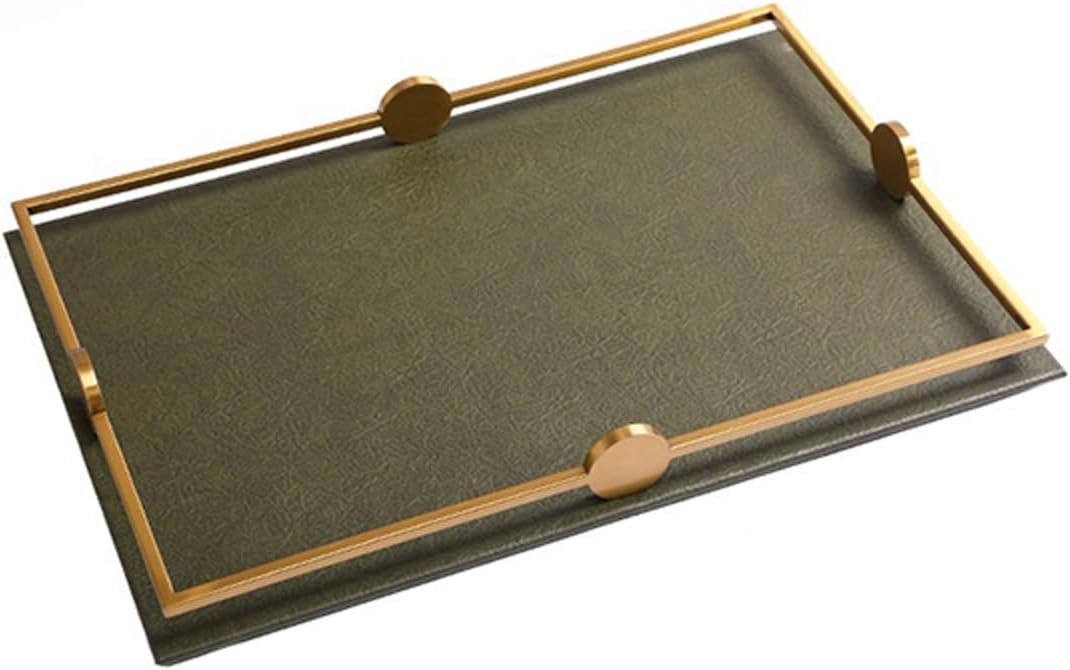 Serving Tray for Coffee Table, Decorative Ottoman Tray, Rectangular Leather Tray for Living Room, Bed, Dressing Table(Large)