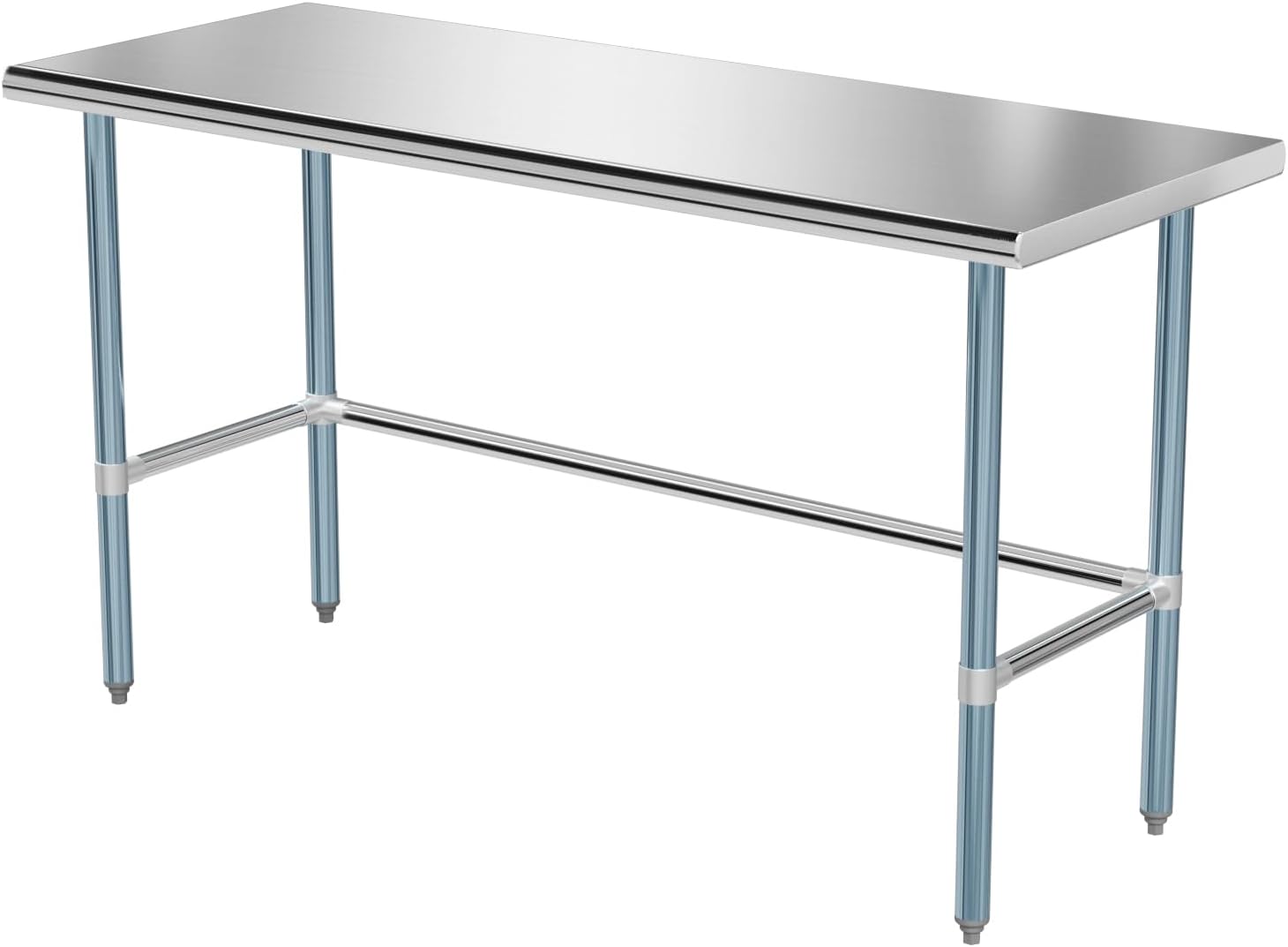 ROVSUN 60' x 24' Stainless Steel Open Base Table, NSF Commercial Metal Table, Heavy Duty Prep & Work Table with Galvanized Legs for Home Kitchen, Restaurant,Hotel, Garage, Laundry, Utility