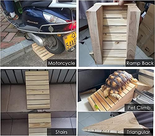 Adjustable Dog Ramp for Cars, 4-7 Inch Rise, Non-Slip Wooden Wheelchair Ramp for Front Door, Pet Aid Transition Ramp for Small & Large Dogs