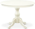 East West Furniture HBT-LWH-TP Hartland Dining Room Table - a Round kitchen Table Top with Pedestal Base, 42x42 Inch, Linen White