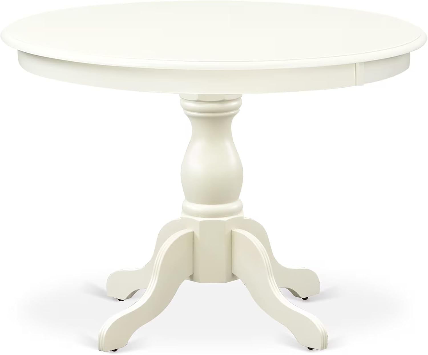 East West Furniture HBT-LWH-TP Hartland Dining Room Table - a Round kitchen Table Top with Pedestal Base, 42x42 Inch, Linen White