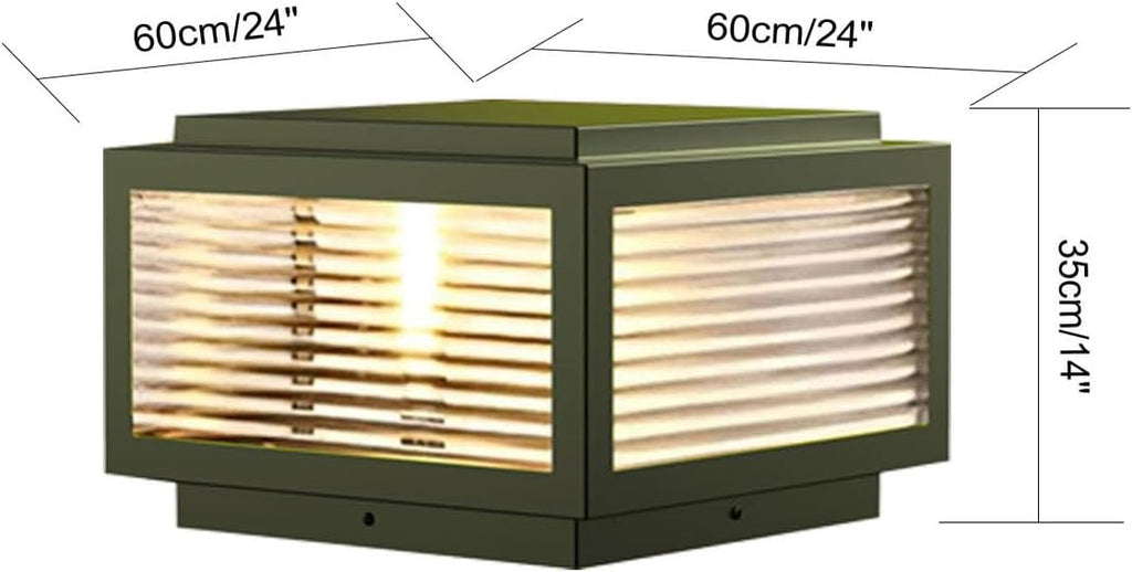 Outdoor Post Light 24X24 in, Column Light,Wired Lantern Column Lamp 110-240V(12-36V Replace Bulb),Garden Light,IP54 Waterproof, Base E26,LED Post lamp,Fence Post caps