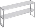 VEVOR Stainless Steel Overshelf, 12 x 60 Inch Double Deck Height Adjustable Prep Work Table for Kitchen, Restaurant and Workshop