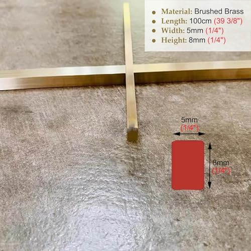 Brushed Brass Floor Transition Strip - Metal Edge Gap Trim for Doorways, Extra Narrow 5x10mm Divider Cover for Wood & Tile, Durable Threshold Bar for Smooth Flooring Transition
