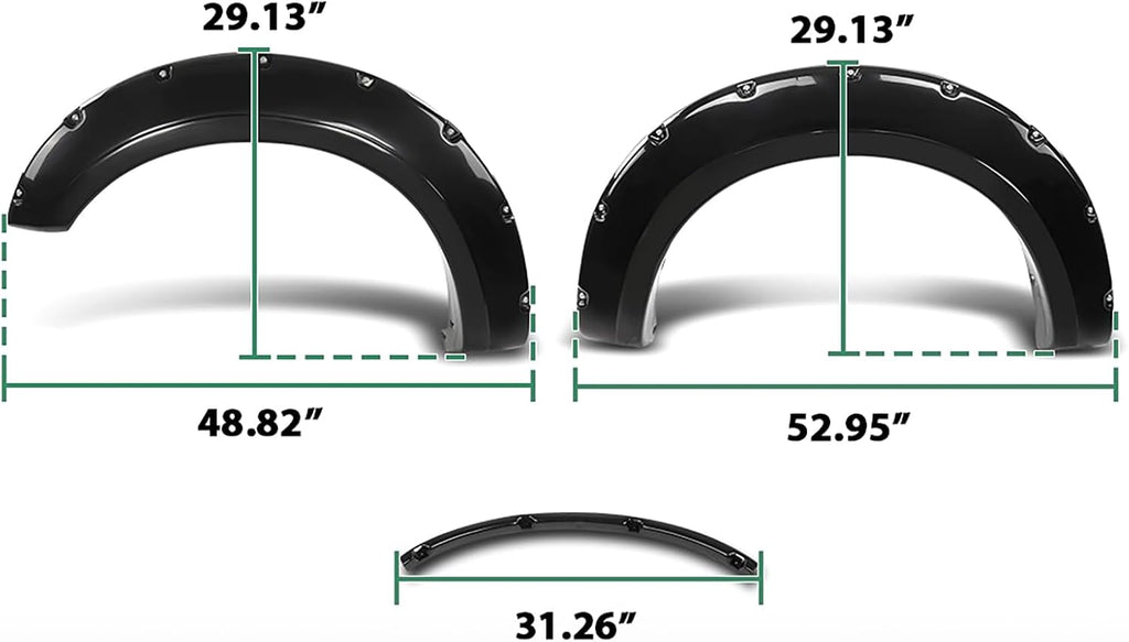 Front Fender Flares Pocket Rivet Black Fit for F0RD F-250 F-350 Super Duty 2017-2020 802-0316 802-0316B