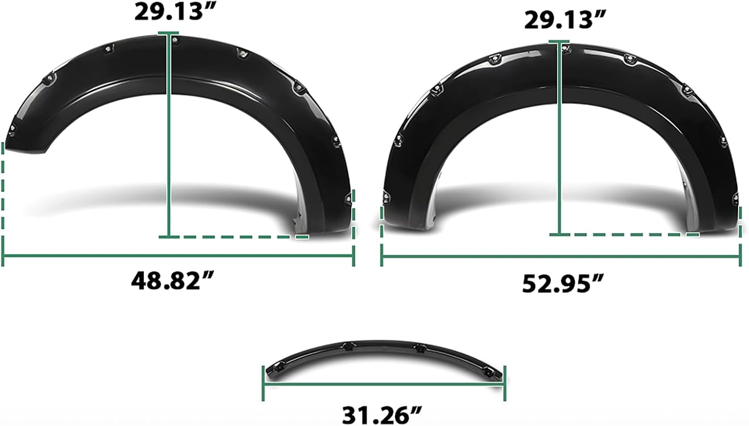 Front Fender Flares Pocket Rivet Black Fit for F0RD F-250 F-350 Super Duty 2017-2020 802-0316 802-0316B