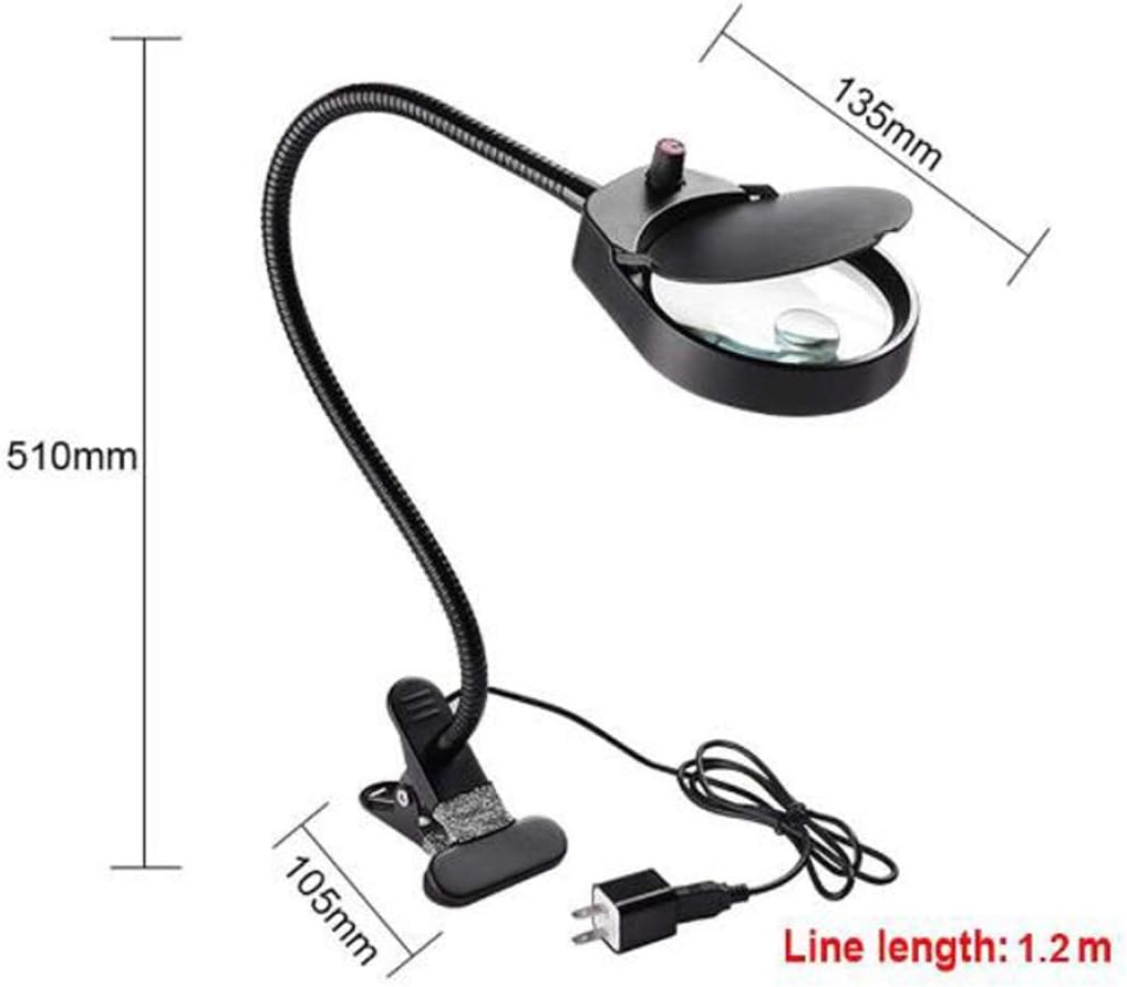 Led Magnifying Lamp with Clamp, with Adjustable Swivel Arm Light,10X 20X Magnifier Vertical Desk Magnifying Lamp Light Beauty Adjustable Beauty Stand Salon Tattoo Nail
